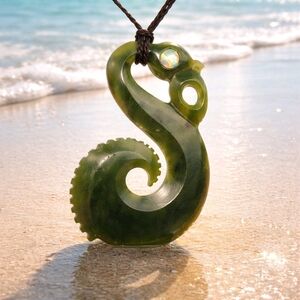 Large Manaia Carved Jade Pendant New Zealand Carved and Made